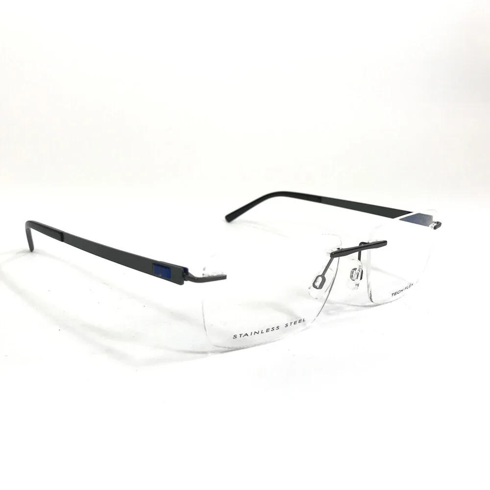 Tech Flex Eyeglasses Frames 30146S SP08 Gunmetal Gray Blue Rimless 56-16-145